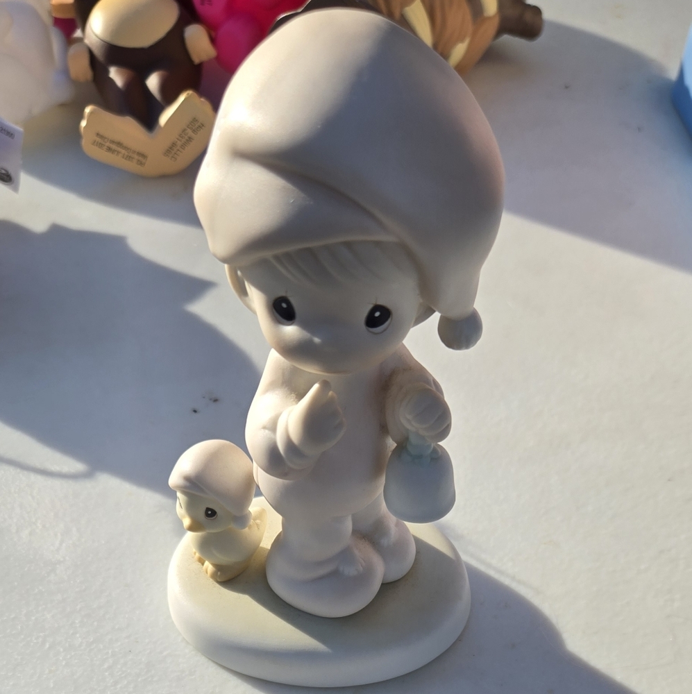 Precious Moments Cream Figurine with Child and Duck